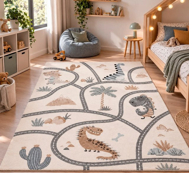Pergamon Kinder Teppich Maui Kids Dino Straßenteppich Beige B: 200 cm, T: 290 cm - Bild 1