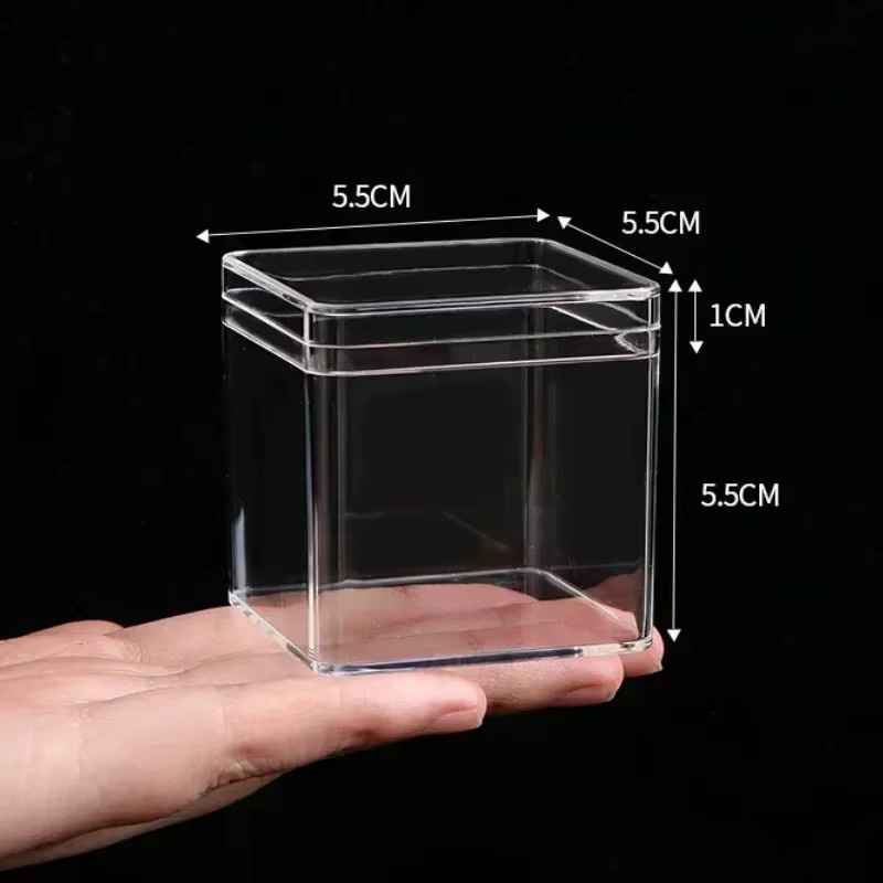 Transparente Acryl-Boxen mit Deckel als quadratische Aufbewahrungsbox und Vitrine für Lebensmittel oder Süßigkeiten, B/T/H: 5,5 x 5,5 x 5,5 cm - Bild 2