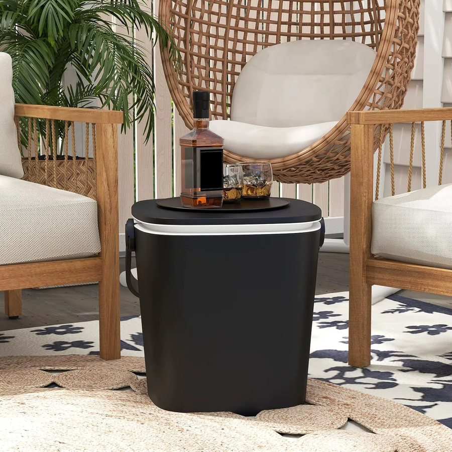 GOFLAME 3-in-1 Tragbarer Beistelltisch mit 15 L Kühlbox, Hebebarer Platte, Flaschenöffner und Herausnehmbarem Regal in Schwarz oder Blau - Bild 3