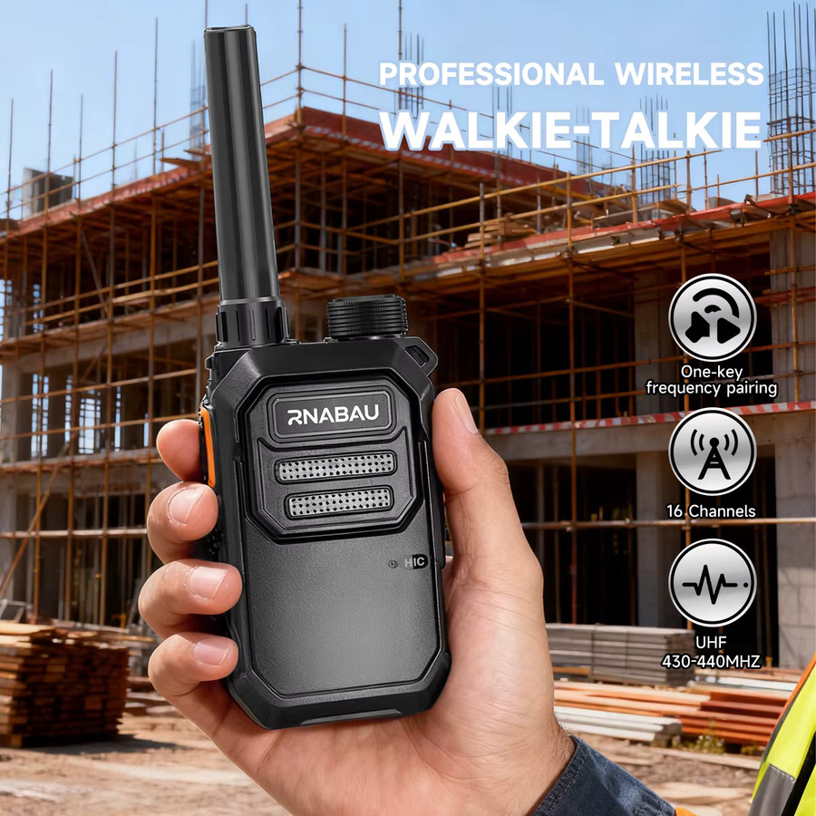 RNABAU Mini Walkie-Talkie X3 Langstrecken-Funkgerät in Schwarz mit 16 Kanälen, UHF 430-440MHz und 8000mA Akku - Bild 3