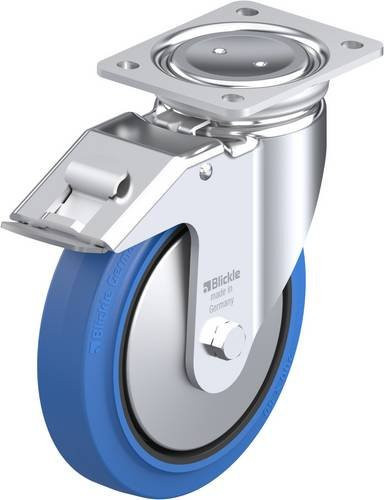 Blickle Lenkrolle LUH-POEV 200KA-FI-SB-FA mit Feststeller in Blau und Schwarz, Rad-Durchmesser: 20 cm, Tragfähigkeit: 500 kg - Bild 1