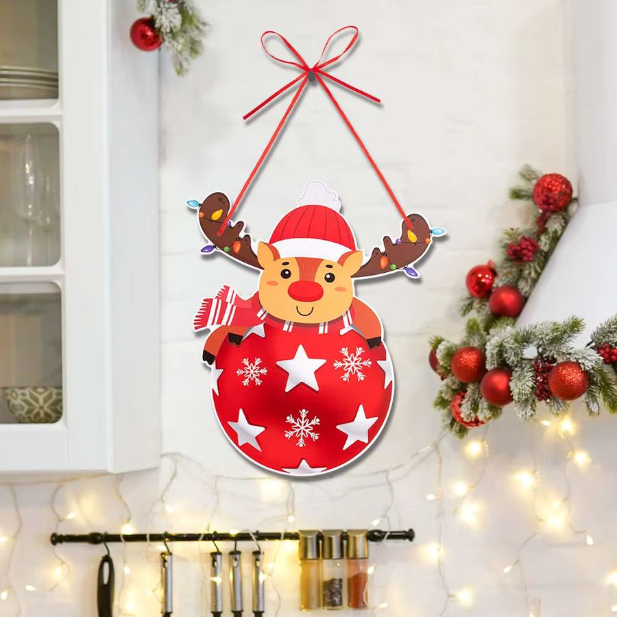 Joy-enlife Weihnachts-Türhänger aus Papier mit Weihnachtsmann, Elch und Weihnachtsbaum als hängende Ornamente für Weihnachten und Neujahr - Bild 3