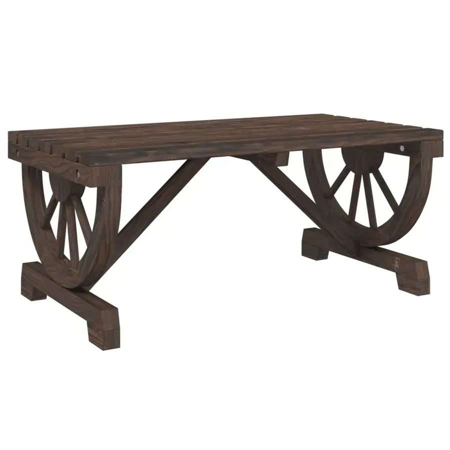vidaXL Garten-Couchtisch aus Tannen-Massivholz in Braun im Wagenrad-Look, B/T/H: 90 x 50 x 40 cm - Bild 2