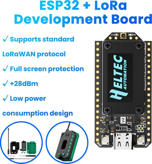 Aideepen WiFi LoRa 32 V4 Entwicklungsboard mit 0,96 Zoll OLED, 16 MB Flash und 2 MB PSRAM, 28 dBm hohe Leistung in Schwarz - Bild 1