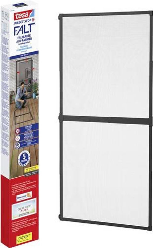 tesa INSECT STOP Premium Fliegengitter für Türrahmen mit teleskopierbarem Aluminiumrahmen, anthrazit-transparent, B: 100 cm, H: 220 cm - Bild 2