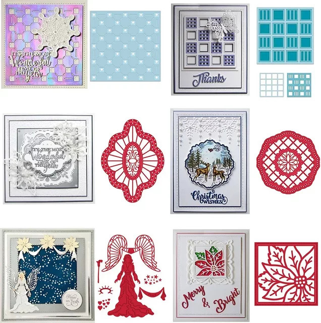 Metall Stanzform Kreis Gitter Hintergrund Retro Rahmen für DIY Scrapbooking und Weihnachts-Handwerk in Silber - Bild 1