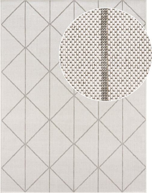 In- & Outdoor-Teppich Moderna in Weiß mit Rautenmuster im Skandi-Stil, B/T: 60 x 100 cm - Bild 1