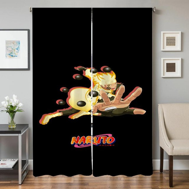 Naruto Verdunkelungsvorhänge Set aus 2 Stück, Grau, Breite: 50 cm, Höhe: 70 cm - Bild 1