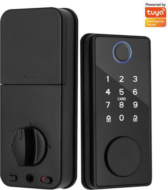 Elektronisches Holztürschloss von Asia-Teco in Schwarz mit Fingerabdruck, Passwort, Bluetooth und Tuya-App-Unterstützung inklusive mechanischem Schlüssel - Bild 1