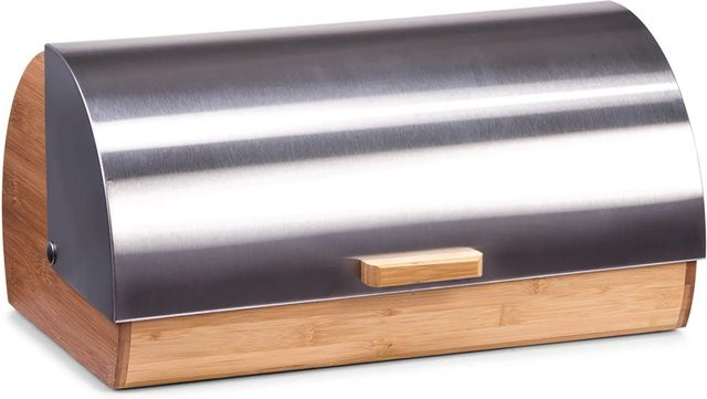 Zeller Brotkasten aus Bambus und Edelstahl in Silber, B/T/H: 25 x 18,5 x 38,5 cm - Bild 1