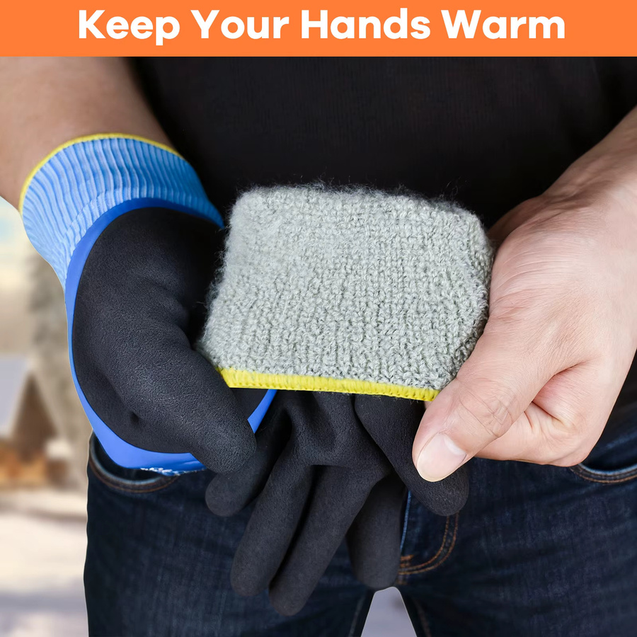 Wasserdichte und wärmende Winter-Arbeitshandschuhe aus Latex mit rutschfestem Handschutz für kalte Arbeiten - Bild 2