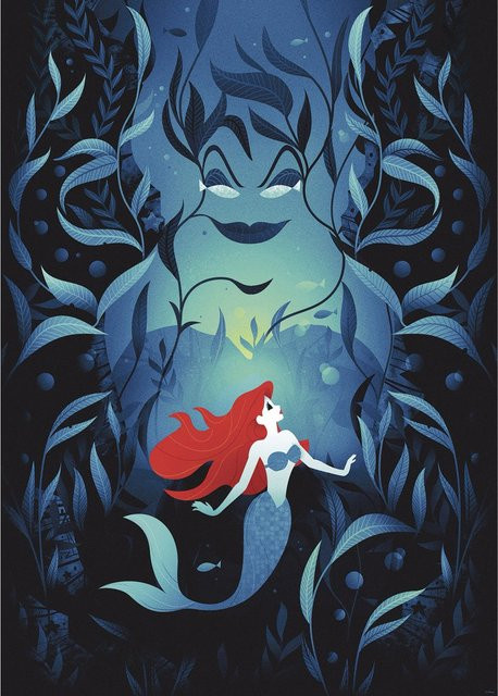 Komar Wandbild Disney Ariel und Ursula in Blau und Multicolour, B: 50 cm, H: 70 cm - Bild 1