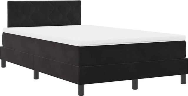 vidaXL Boxspringbett mit Matratze und Matratzentopper aus Samtstoff in Schwarz, B/T/H: 120 x 200 x 203 cm - Bild 1