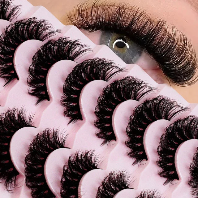 JIEFUXIN Künstliche Wimpern, Wispy Lashes, Black, Unisex, 7 Paar - Bild 1