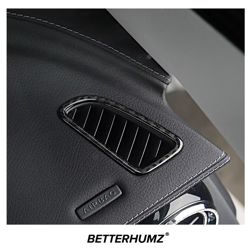BetterHumz Carbon Faser Dashboard Lüftungsdüsen Abdeckung für Mercedes Benz C-Klasse W205 C180 C200 C300 in Schwarz - Bild 2