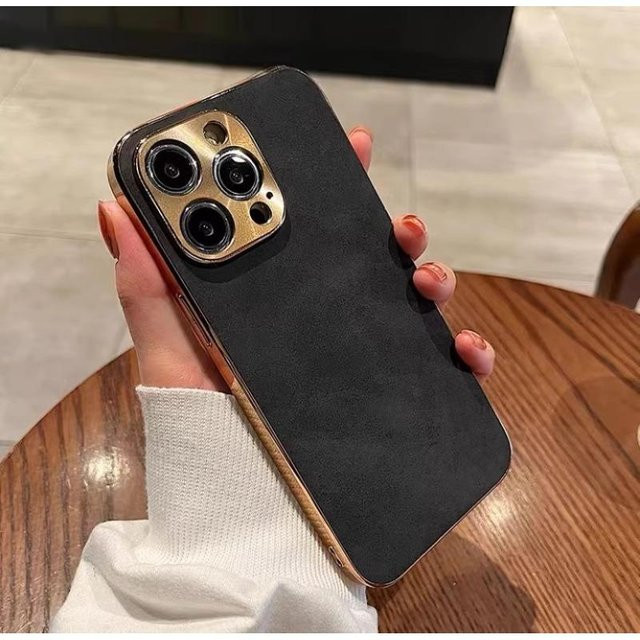 Yangbape Handyhülle für Apple iPhone 16 Pro Max und iPhone 15 mit Metalllinse, galvanisiertes Design, schwarz - Bild 1