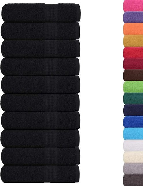 vidaXL Duschtücher 10er Set aus 100% Baumwolle in Schwarz, B: 70 cm, L: 140 cm, 360 g/m² - Bild 1
