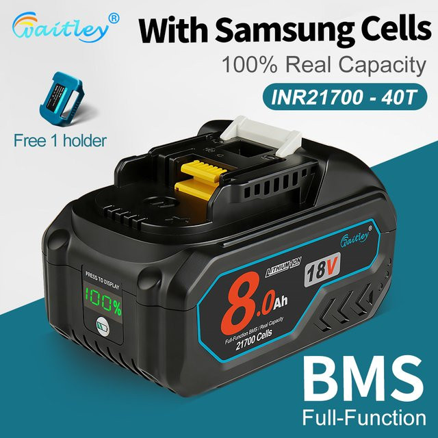 Waitley 21700-40T Akku für Makita 18V Elektrowerkzeuge mit Samsung INR-Zellen, 8000 mAh - Bild 1