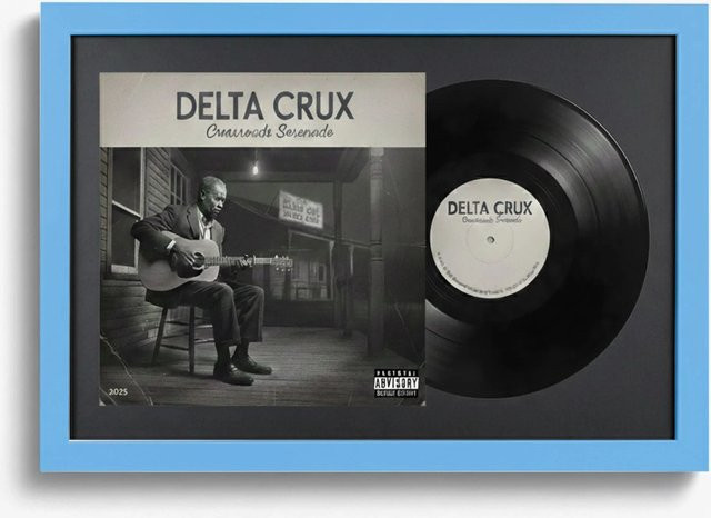 K-Möbel Schallplatten Rahmen Blau 2er Set mit schwarzem Passepartout für Vinyl und Cover, B/H: 40 x 60 cm - Bild 1