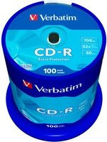 Verbatim CD-R Spindel mit 100 Rohlingen, 700 MB / 80 Min, 52x Schreibgeschwindigkeit, Farbe: Silber/Blau - Bild 1