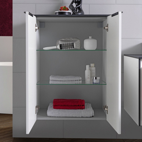 FACKELMANN Doppel-Midischrank Flair mit 2 Türen in Weiss Hochglanz, Wandmontage, B/H/T: 62,8 x 82,3 x 32,0 cm - Bild 2