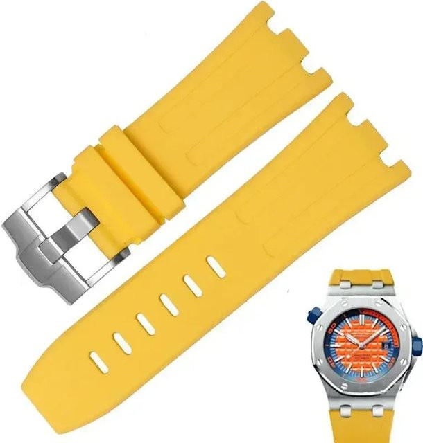 Uhrenarmband Silikon, Gelb, 28 mm, Herren - Bild 1