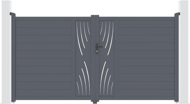 Casanoov Elektrisches Flügeltor Veleta aus Aluminium in Anthrazit und Grau mit Drehtorantrieb Ranger B150, B/H: 305 x 176 cm - Bild 1