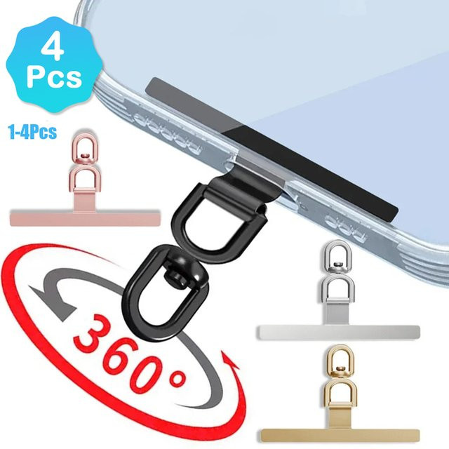 Universeller 360 Grad drehbarer Handy-Lanyard-Patch für Telefonhüllen, Farbe: Schwarz - Bild 1