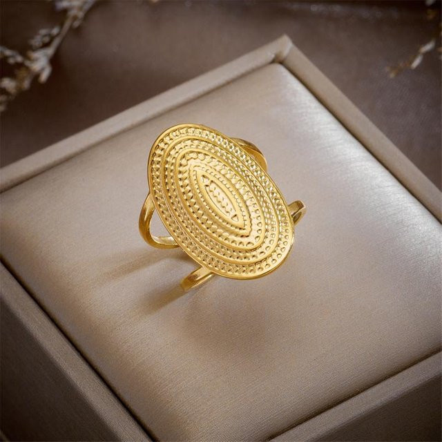 LChome Ring Oval, Vintage, Gold, Zinklegierung, Damen - Bild 1