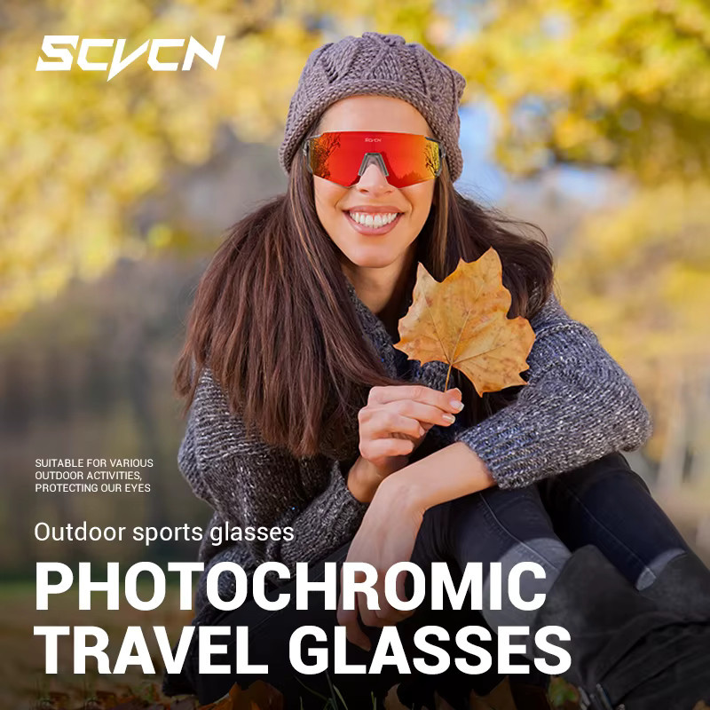 SCVCN Sportsonnenbrille, Vollrand, Kunststoff, Photochrom - Bild 5