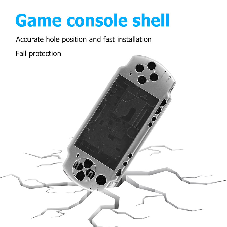 Sony PSP2000 Ersatzgehäuse Set in Silver mit Tasten-Kit und Vollgehäuse-Abdeckung im Retro-Design - Bild 3
