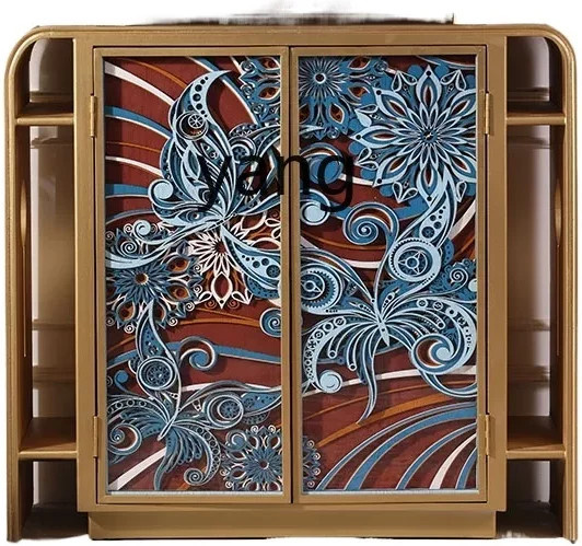 LTT Mittelalterlicher Seitenschrank aus Holz mit floraler Schnitzerei und mattem Finish für Wohnzimmer oder Flur - Bild 1