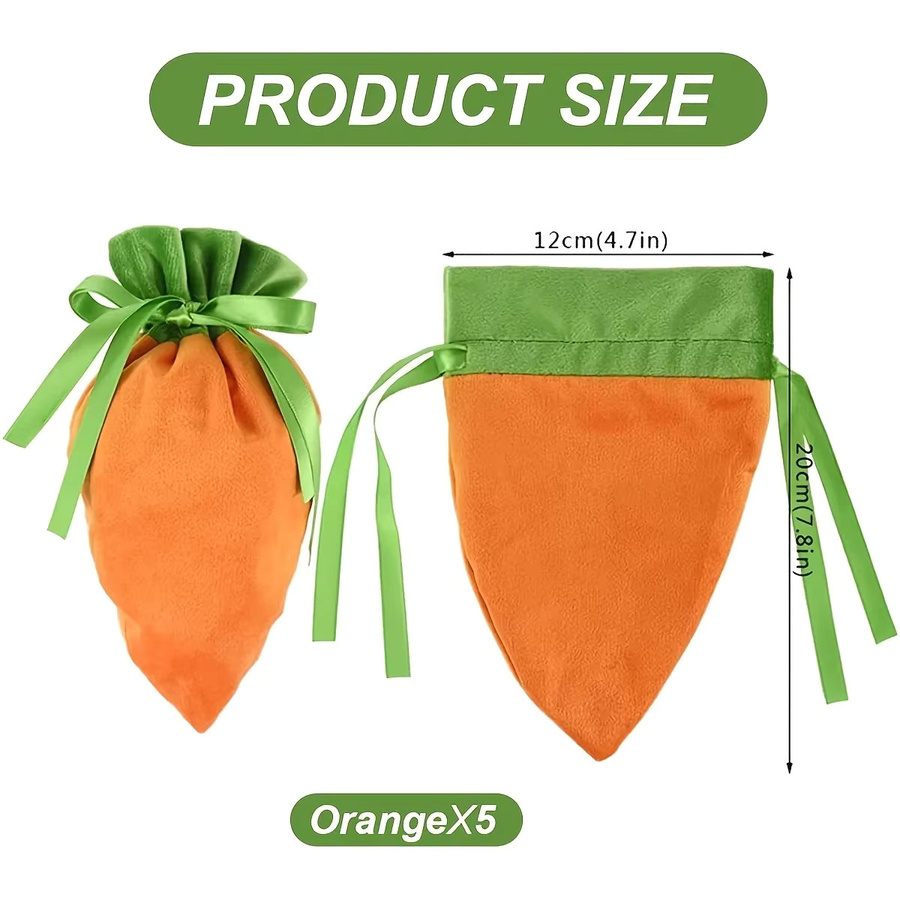 Oster-Geschenktüten in Karotten-Design aus Polyester, orangefarbene Süßigkeiten-Verpackung für Ostern-Dekorationen - Bild 4