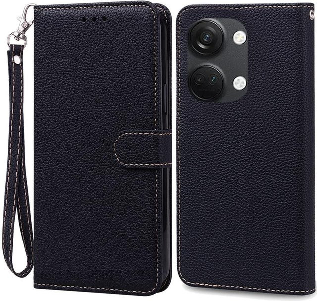 OnePlus Nord 3 5G Leder Wallet Flip Case Handyhülle in Schwarz - Bild 1