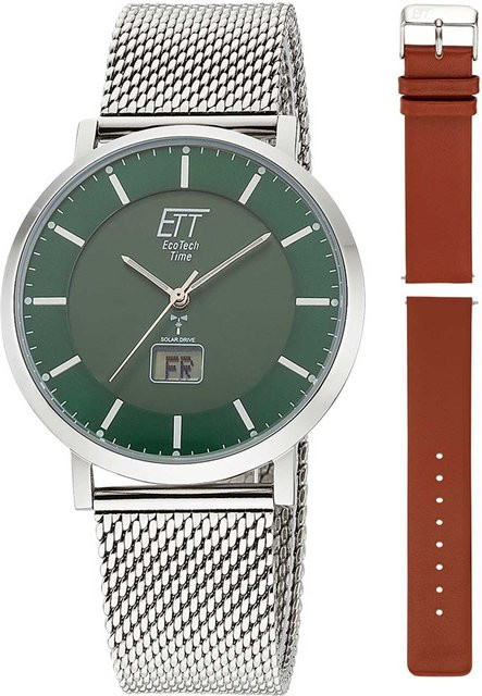 ETT Herrenuhr Atacama, Solar, Funk, Edelstahl, Grün, 40 mm - Bild 1