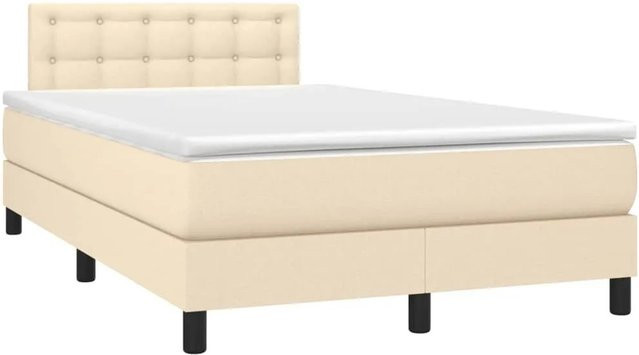 vidaXL Boxspringbett mit Matratze in Beige, Hybrid-Bett mit LED-Unterbettbeleuchtung und USB-Ladeport, B/T/H: 120 x 200 x 78 cm - Bild 1