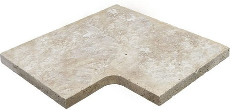WOHNRAUSCH Beckenrandstein Tosca Classic aus Travertin, 1 Eckstück, gefast, B: 61 cm, T: 61 cm, H: 3 cm, beige/gelb/braun/grau - Bild 1