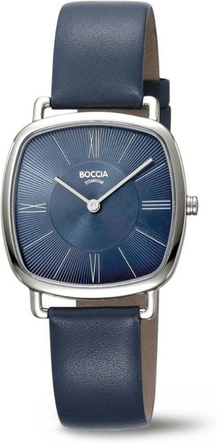 Boccia Damenuhr, Titan, Quarz, 33 mm, Blau, Leder - Bild 1