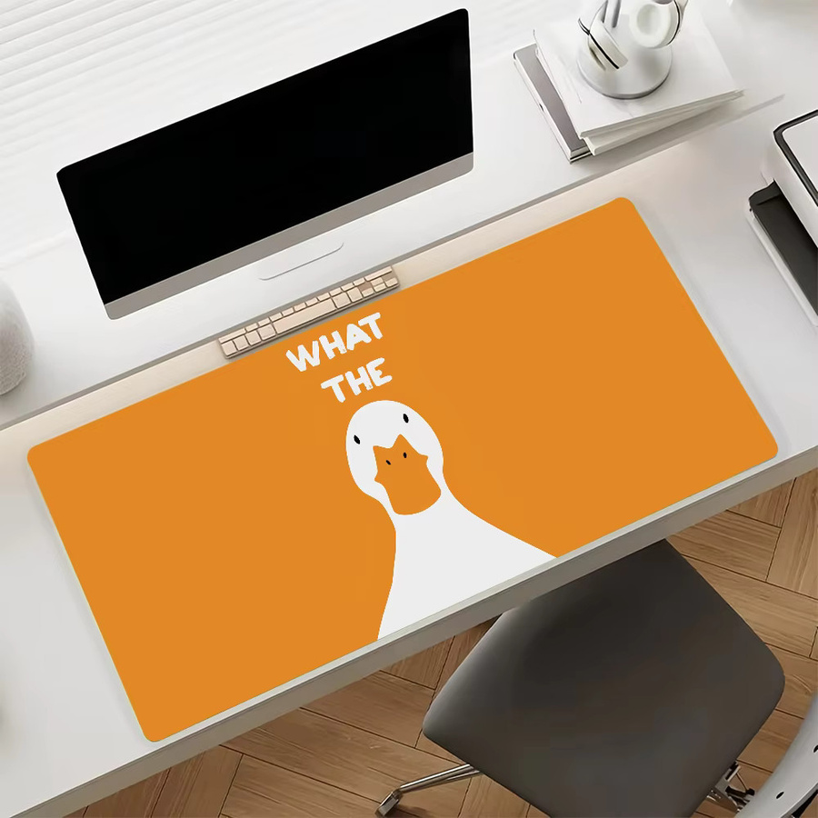 Cartoon What the Duck Mauspad in Orange, rutschfeste Gamer-Schreibtischunterlage aus Gummi für Laptop und Büro, groß - Bild 4