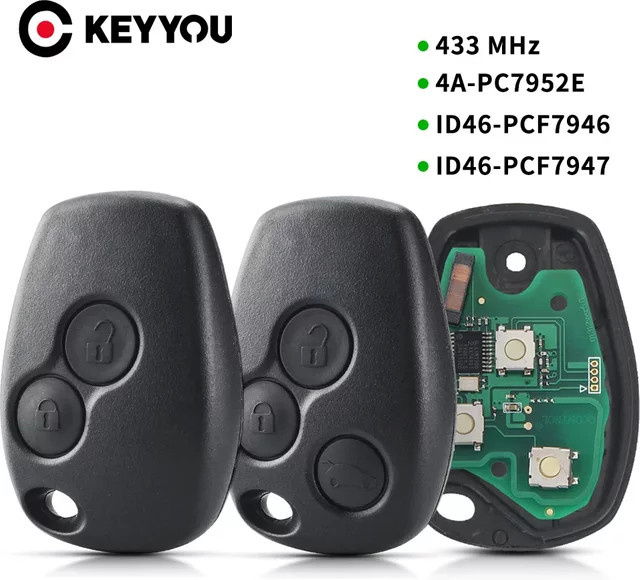 Keyyou Auto Fernbedienung Schlüssel mit 4A Chip für Renault und Dacia in Schwarz - Bild 1