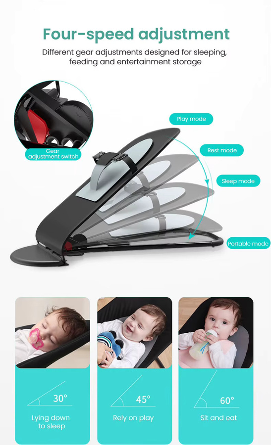 Tragbare Babyschaukel und Babywippe in Schwarz - Bild 3