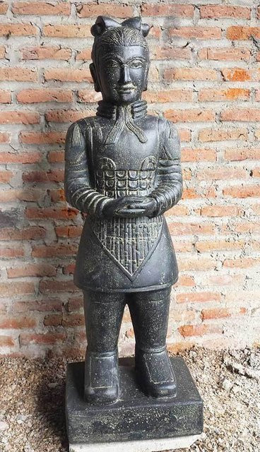 Frostsichere Gartenstatue Chinesischer Krieger aus Guss-Stein, Höhe: 120 cm - Bild 1