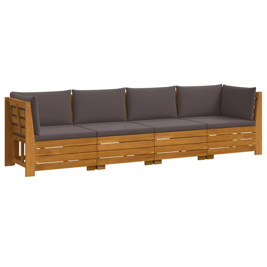vidaXL Outdoor-Sofagarnitur aus Massivholz Akazie in Braun mit Kissen, 4-teiliges Set - Bild 2