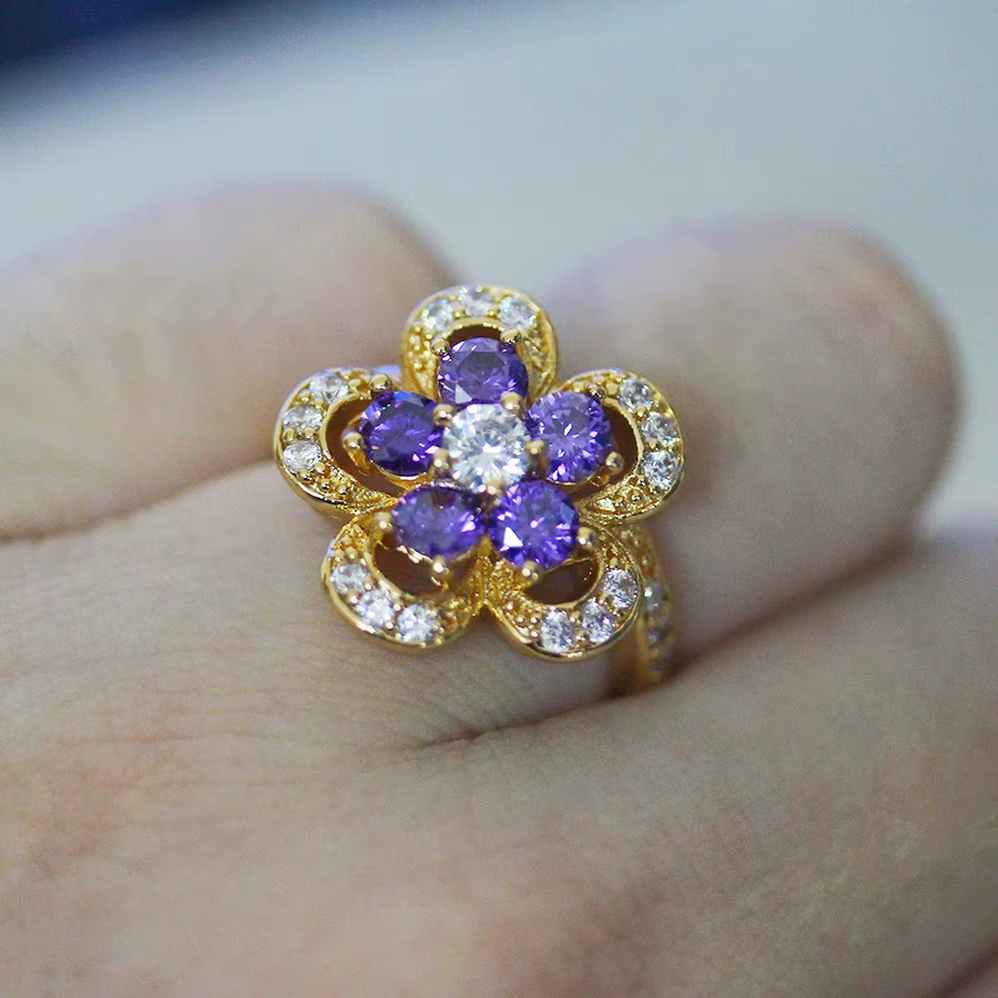 MAGIC ZONE Kugel-Blumenring, Edelstahl, Gold, Zirkonia, Damen - Bild 2