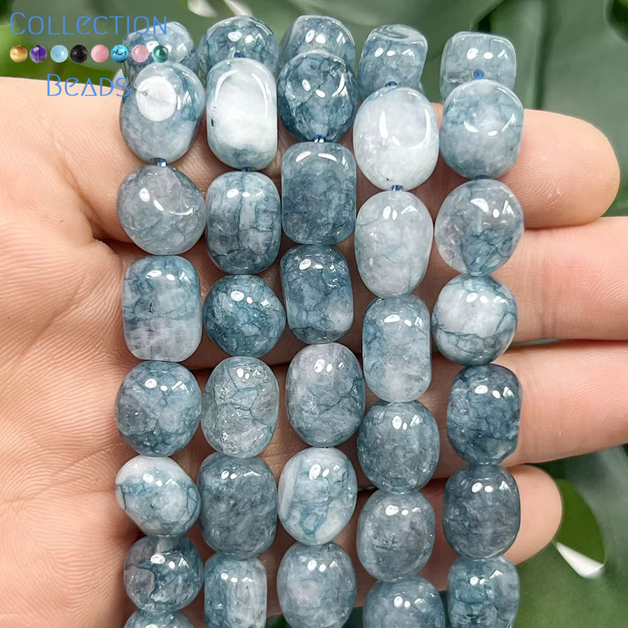CUIMD Abstandsperlen Chalcedon, blau, 8 x 12 mm, Unisex - Bild 2