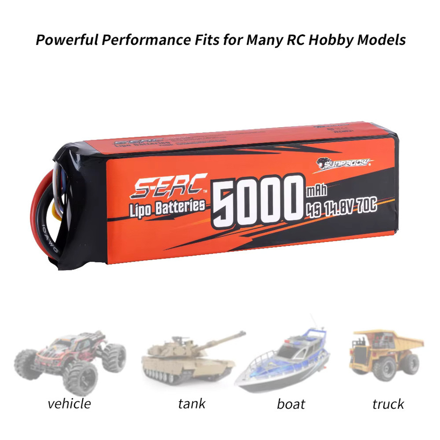 SUNPADOW RC Lipo-Akku 14,8V 4S 6000mAh 70C mit EC5, XT90, Deans und T-Stecker in Orange - Bild 2