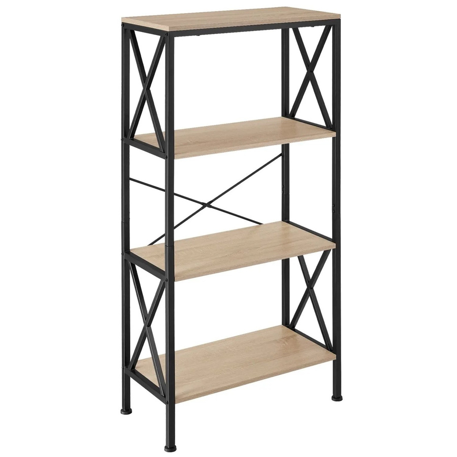 tectake Regal Barry Industrial Style aus Stahl und Spanplatte, 4 Ebenen, braun/schwarz, B/T/H: 61,5 x 31,5 x 133,5 cm - Bild 3
