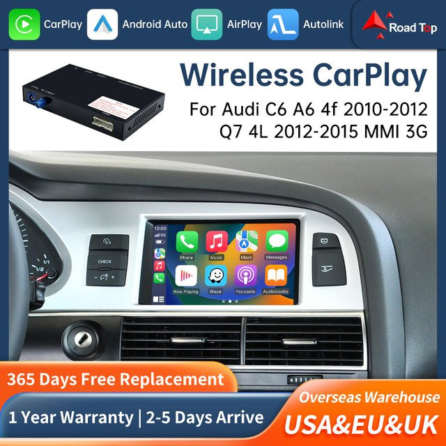 Road Top Wireless Carplay Decoder Interface für Audi C6 A6 4f und Q7 4L mit MMI 3G, AirPlay und Mirror Link, Schwarz - Bild 1