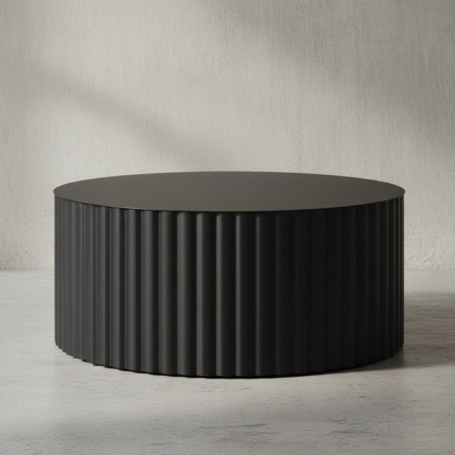 KADIMA DESIGN Runder Sofatisch mit Wellen-Muster aus Eisen in Schwarz, Durchmesser: 67 cm, Höhe: 31 cm - Bild 1