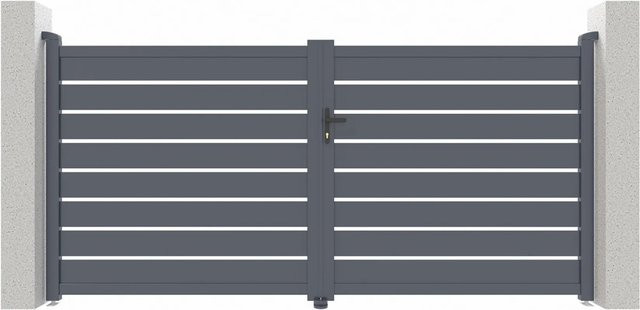 Casanoov Elektrisches Flügeltor Vogel in Grau aus Aluminium mit Drehtorantrieb Ranger B150, Breite: 305 cm, Höhe: 163 cm - Bild 1